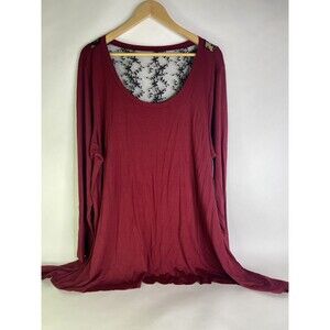 Torrid Super Soft Red Lace Inset Long Sleeve Tunic T-Shirt Womens Plus Size 4XL